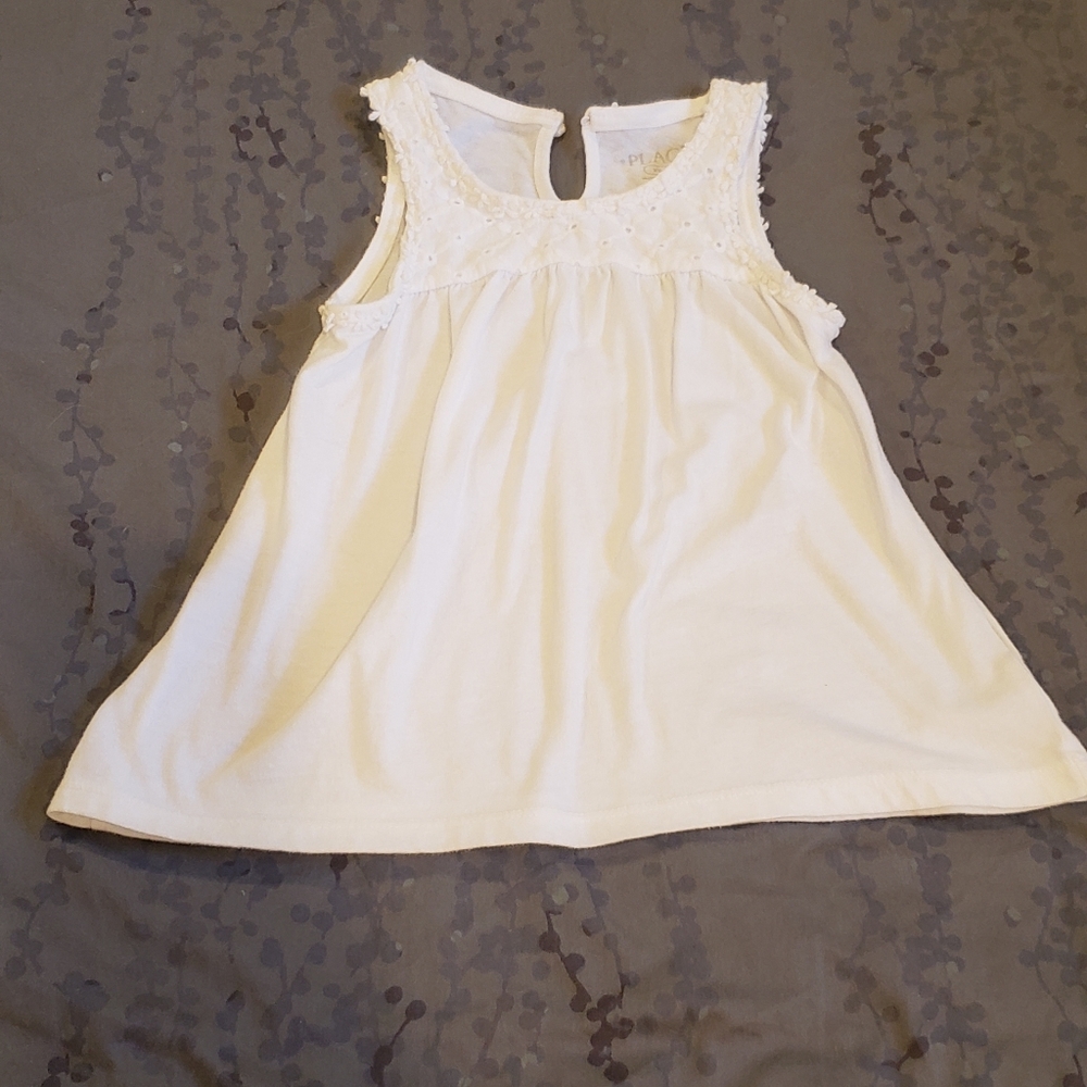 Children's Place White Embroidered Swing Tank